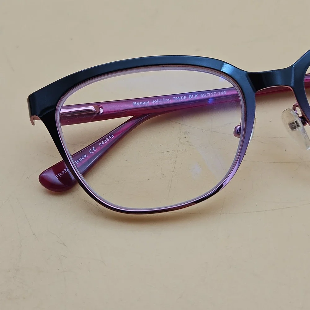 Betsey Johnson Eyeglasses Frames Only Cat Eye Pink Black Women's Glasses